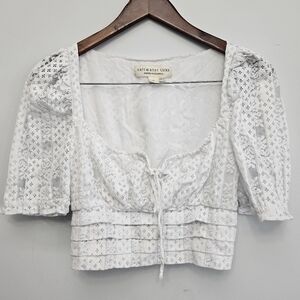 Saltwater LUXE White Eyelet Crop Top - NWOT